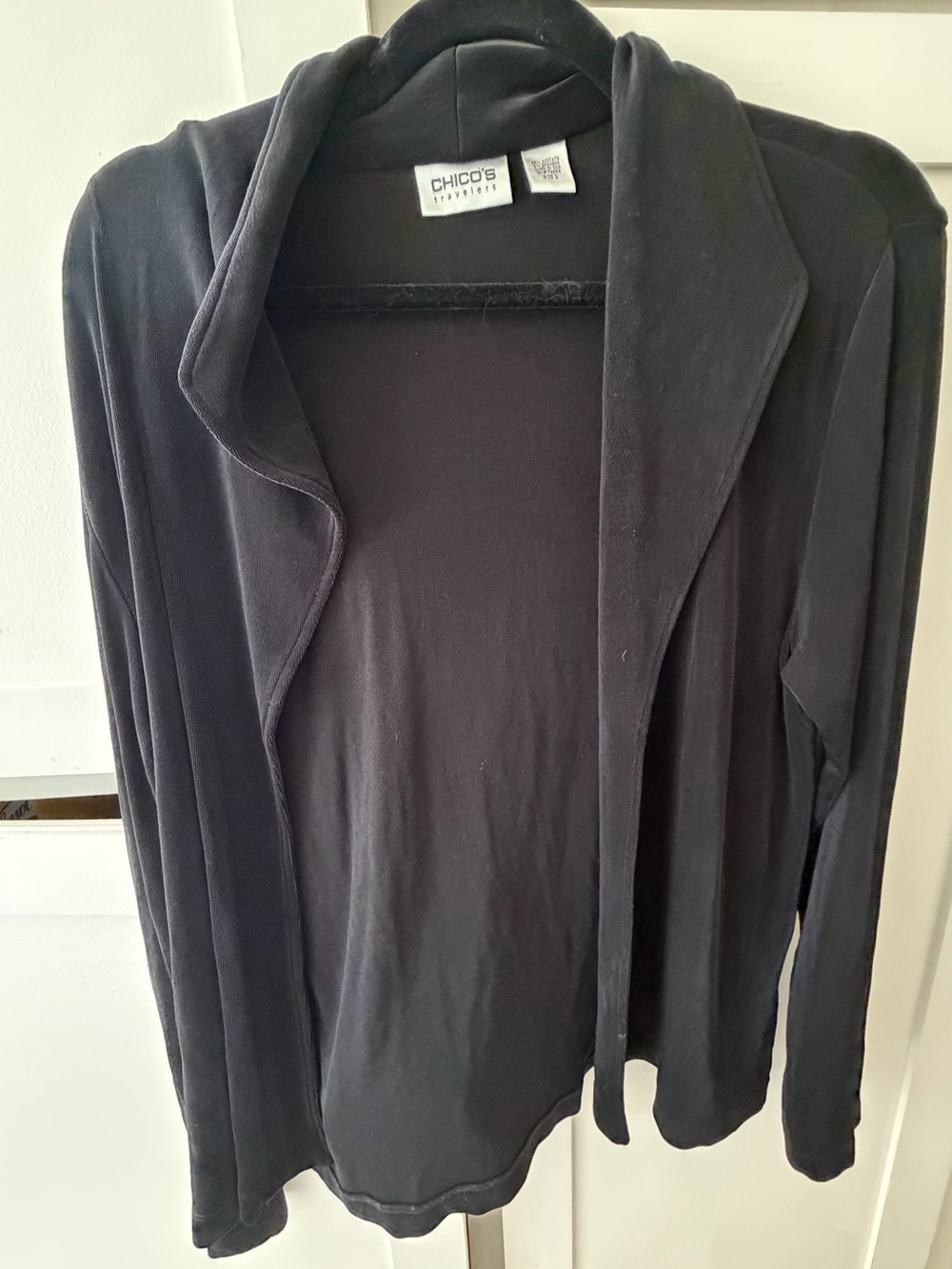 Chico's Black Draped Open-Front Cardigan Jacket